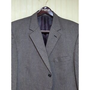 Parisian Silverstone Blazer Mens 48L Gray Micro Check 3 Button Wool Silk Italian